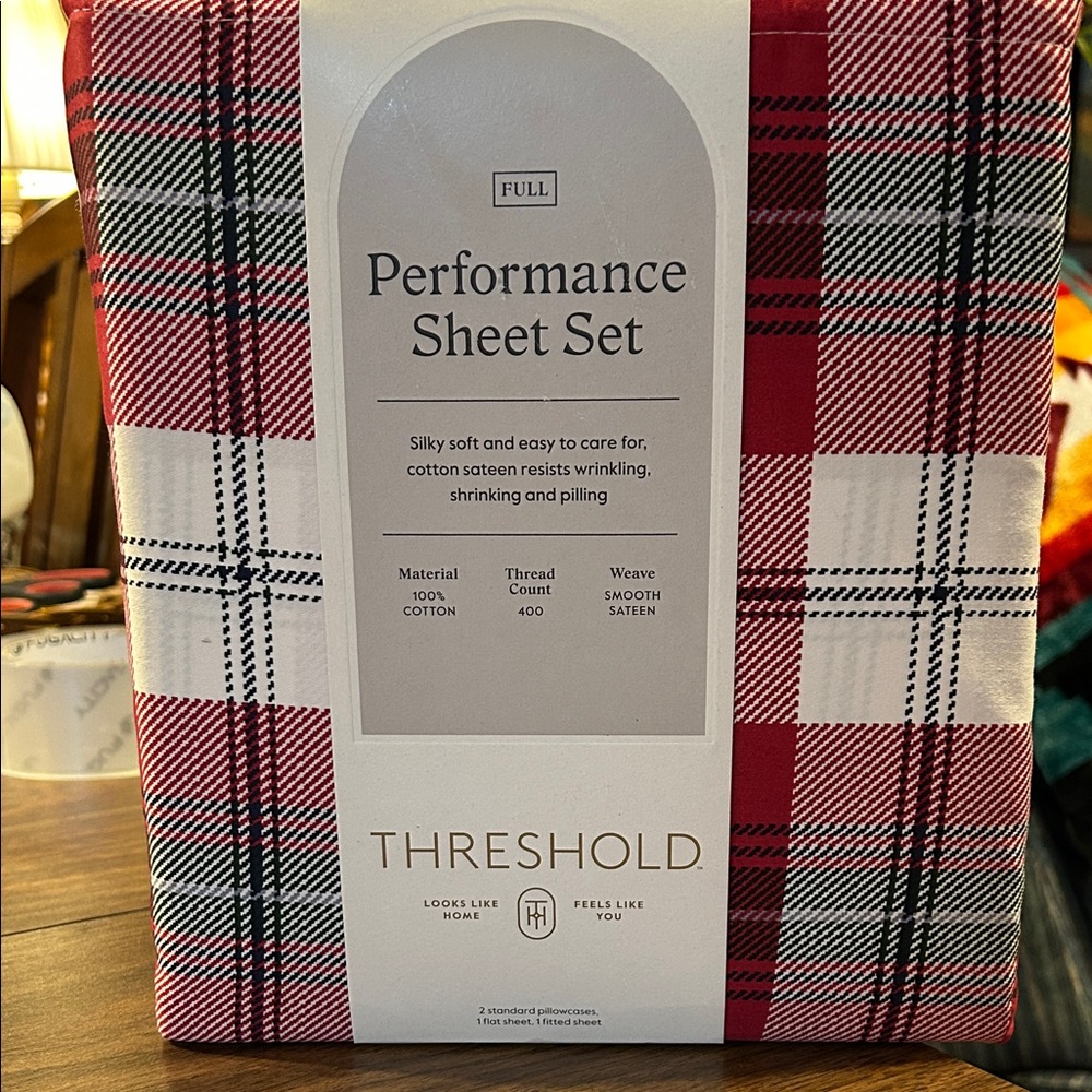 Threshold Red and White Plaid Performance Sheet Set